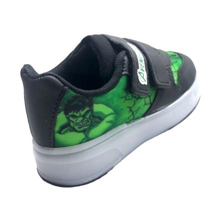 Imagem de Tênis Infantil Masculino Menino Hulk Personagem Luz que Pisca Casual Confortável Macio Leve Calce Fácil