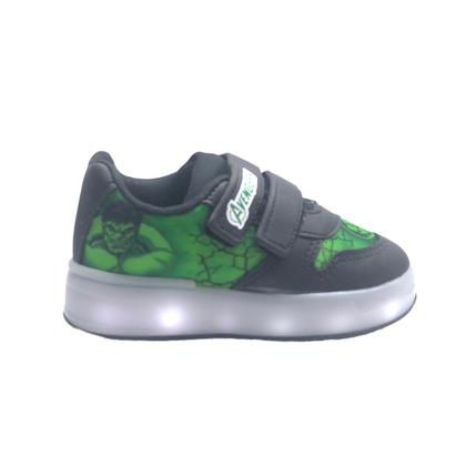 Imagem de Tênis Infantil Masculino Menino Hulk Personagem Luz que Pisca Casual Confortável Macio Leve Calce Fácil