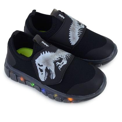 Imagem de Tênis Infantil Masculino Novopé Preto com LED - 1287