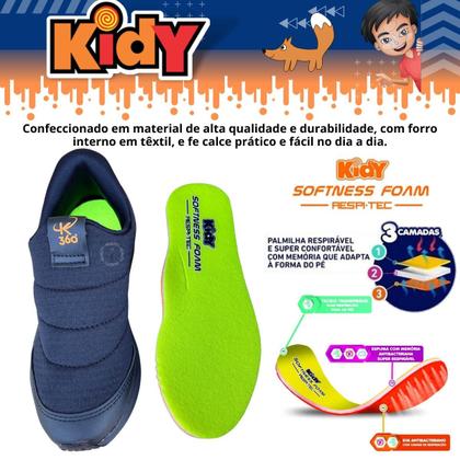 Imagem de Tênis Infantil Masculino Sem Cadarço Calce Fácil Macio Leve e Resistente Kidy Lançamento 370125