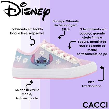 Imagem de Tênis Infantil Menina Ajustável Diversão Macio Stitch Disney