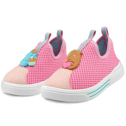 Imagem de Tênis Infantil Menina Calce Fácil Rosa Capivara Mz Shoes