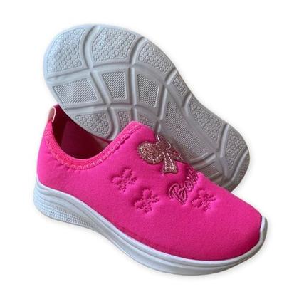Imagem de Tênis Infantil Menina Escolar Barbi Bi Laço Pink Volta as Aulas Confortavel Antiderrapante 