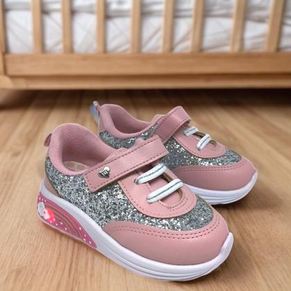 Imagem de Tenis Infantil Menina Moderno Glitter Luz de LED Molekinha