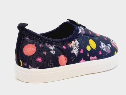 Imagem de Tênis Infantil Menina Molekinha Bebê Lycra Gatinhos Preto