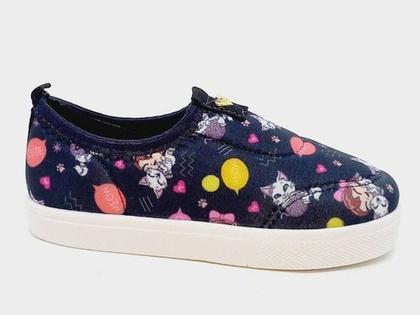 Imagem de Tênis Infantil Menina Molekinha Bebê Lycra Gatinhos Preto