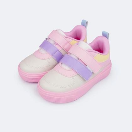 Imagem de Tênis Infantil Menina Pampili Yumi Branco Candy Color