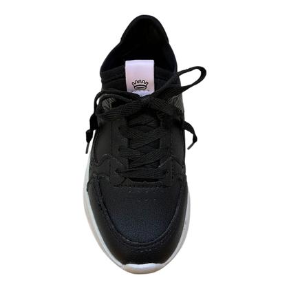 Imagem de Tenis Infantil Menina Pink Cats Casual Superleve Amarração Básico Jogging V5822 Preto