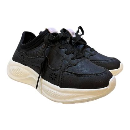 Imagem de Tenis Infantil Menina Pink Cats Casual Superleve Amarração Básico Jogging V5822 Preto