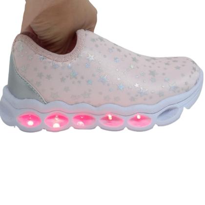 Imagem de Tenis Infantil Menina sem Cadarço com Luz Led que Pisca Leve