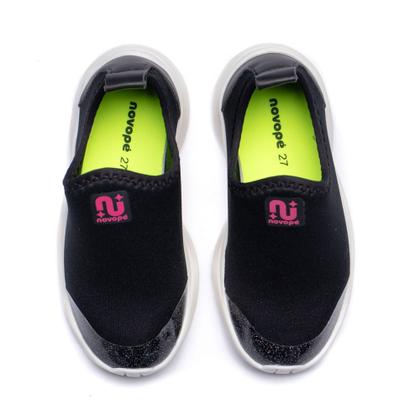 Imagem de Tênis Infantil Novopé Flexível Glitter Preto/Branco/Pink