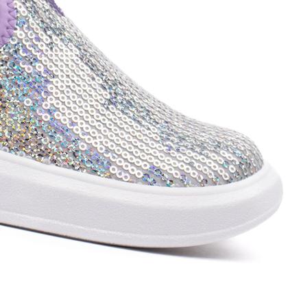 Imagem de Tênis Infantil Novopé Paetê Holográfico Prata
