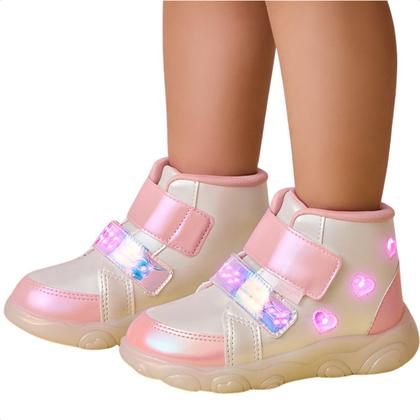 Imagem de Tênis Infantil Pampili Feminino Liz Luz Led Coração Fashion