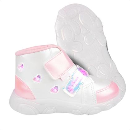 Imagem de Tênis Infantil Pampili Feminino Liz Luz Led Coração Fashion