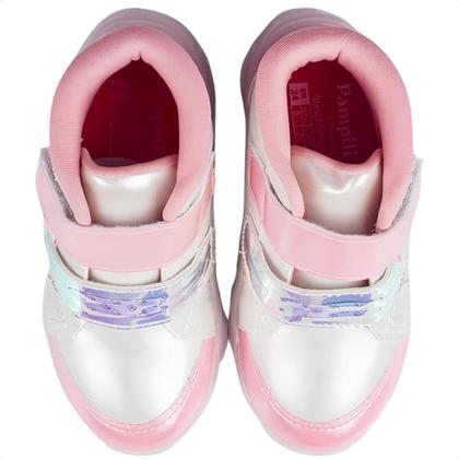 Imagem de Tênis Infantil Pampili Feminino Liz Luz Led Coração Fashion