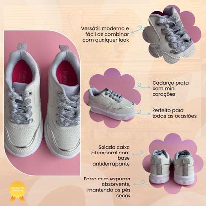 Imagem de Tênis Infantil Pampili Menina UP Branco E Colorido Versátil