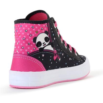 Imagem de Tênis Infantil Panda Feminino Casual Botinha Menina Glitter Escolar