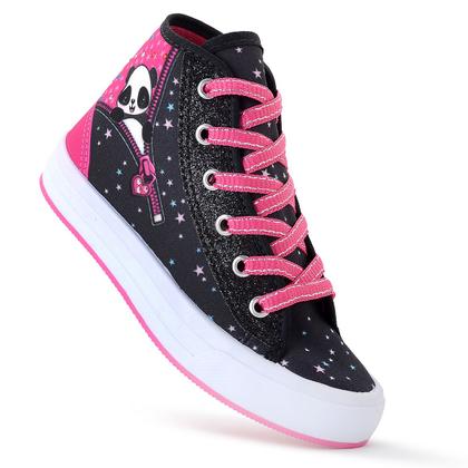 Imagem de Tênis Infantil Panda Feminino Casual Botinha Menina Glitter Escolar