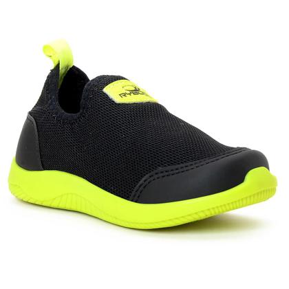 Imagem de Tênis Infantil Preto Amarelo Limão Menino Super Leve Confortável Calce Fácil Solado Antiderrapante