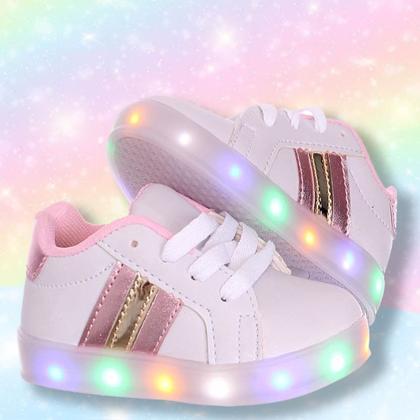 Imagem de Tenis Led Luz pisca Feminino infantil menina rosa ou branco