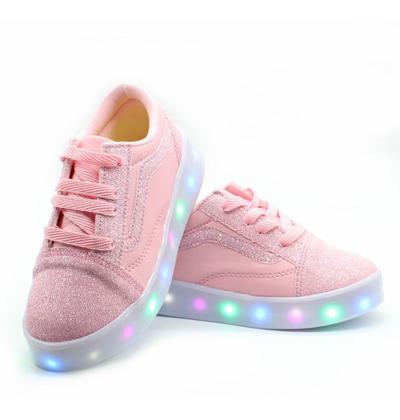 Imagem de Tenis Led Luzinha Rosa Glitter Infantil Criança Meninas