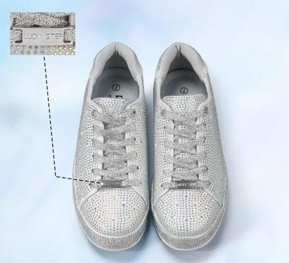 Imagem de Tênis LUCKY STEP Rhinestone, moda para mulheres, prata 37