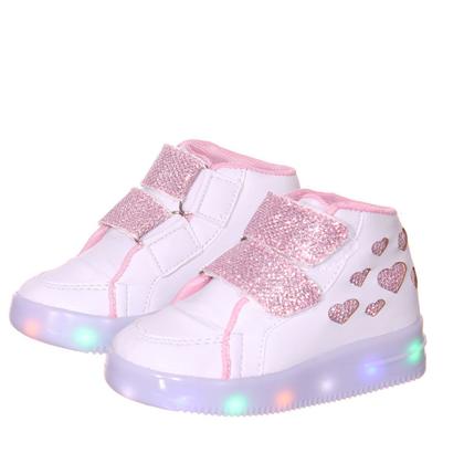 Imagem de Tenis Luz De Led písca Infantil Feminino Meninas Botinha Coração glitter