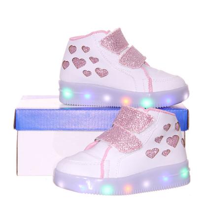 Imagem de Tenis Luz De Led písca Infantil Feminino Meninas Botinha Coração glitter