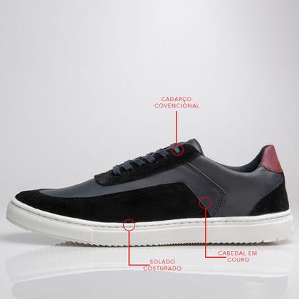 Imagem de Tênis Masculino Couro Casual Estiloso Modelo Esportivo Confortável Tendência Moda Trabalho Lazer