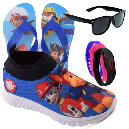 Imagem de Tenis Masculino De Led Patrulha Canina Meninos + Chinelo Oculos Relogio PCG