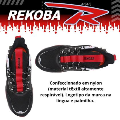Tenis Masculino Lançamento Preto Vermelho Rekoba Resistente Macio
