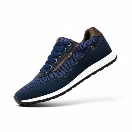 Imagem de Tênis Masculino Preto Jogging Sapatênis Azul Com Cardaço Versátil Confortável