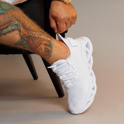 Imagem de Tênis Masculino Solado Confort Trançado Esportivo - 3 Pares Rosa / Branco
