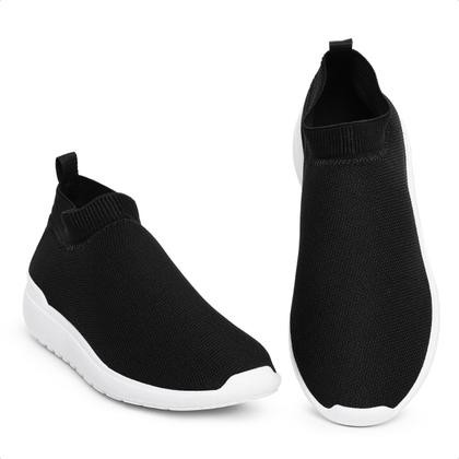 Imagem de Tenis Meia Feminino Caminhada Academia Sem Cadarço Confortável Preto