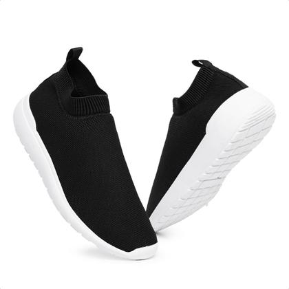 Imagem de Tenis Meia Feminino Caminhada Academia Sem Cadarço Confortável Preto