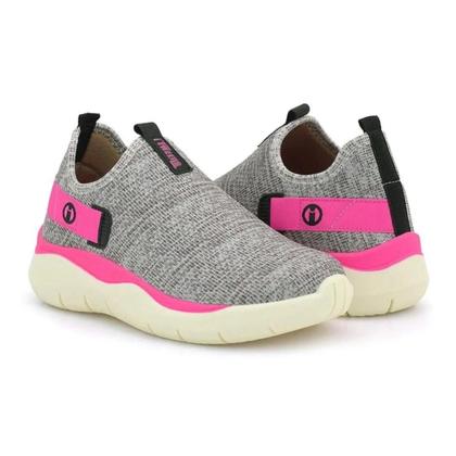 Imagem de Tenis menina infantil textil itweens cinza rosa calce fácil