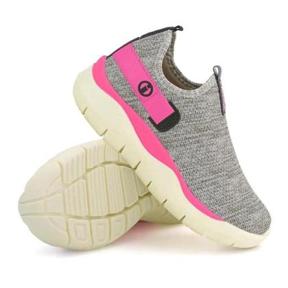 Imagem de Tenis menina infantil textil itweens cinza rosa calce fácil