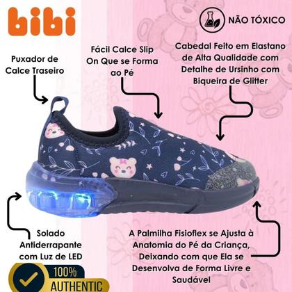 Imagem de Tênis Meninas Com LED Estampado Urso Bibi - Azul