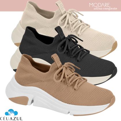 Imagem de Tênis Modare Feminino Casual UltraConforto Ortopédico Calce Fácil Elástico Original