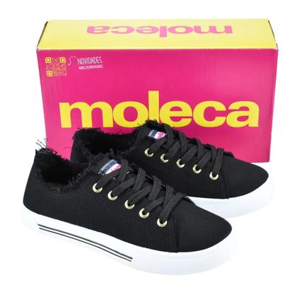 Imagem de Tênis Moleca Cadarços Casual Desfiado Feminino Preto