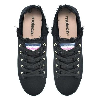Imagem de Tênis Moleca Cadarços Casual Desfiado Feminino Preto