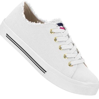 Imagem de Tênis Moleca Feminino Casual Lona Desfiado 5667.322 Branco Confortável