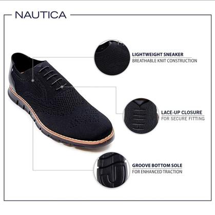 Imagem de Tênis Nautica Wrenwood 3 Oxford Dress Knit Black Men 7,5 EUA