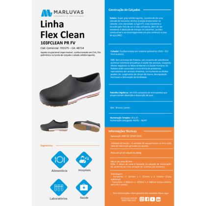 Imagem de Tênis Ocupacional de Segurança Antiderrapante EVA Flex Clean 103FCLEAN PR FV Marluvas