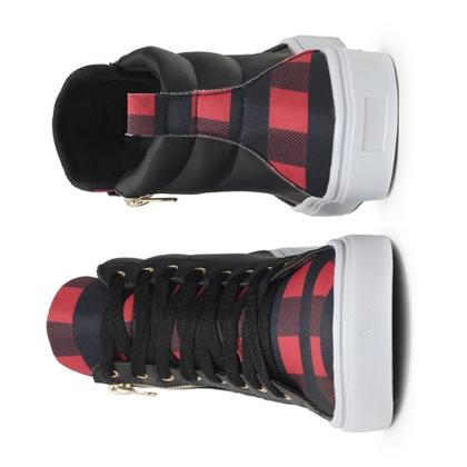 Imagem de Tênis Preto Xadrez Feminina Botinha Fitnees Estilo Academia Malhar Moda Inverno 24