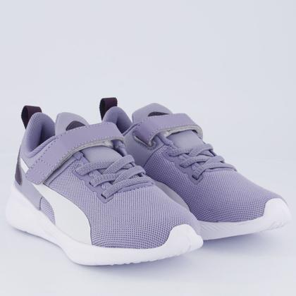Imagem de Tênis Puma Flyer Runner Mesh Juvenil Lilás e Branc