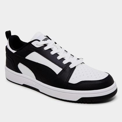 Imagem de Tênis Puma Rebound V6 Low Masculino - Branco+Preto - 39
