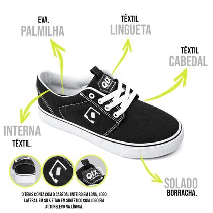 Imagem de Tênis Qix Combat 3 Lona Vulcanizado Preto Branco Original