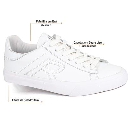 Imagem de Tênis Reserva Go Type R Clean Masculino Com Cadarço Couro Conforto Casual