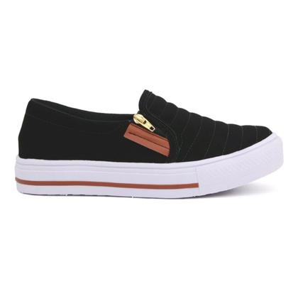 Imagem de Tênis Sapatênis Feminino Casual Sapatilha Slip On Com Zíper